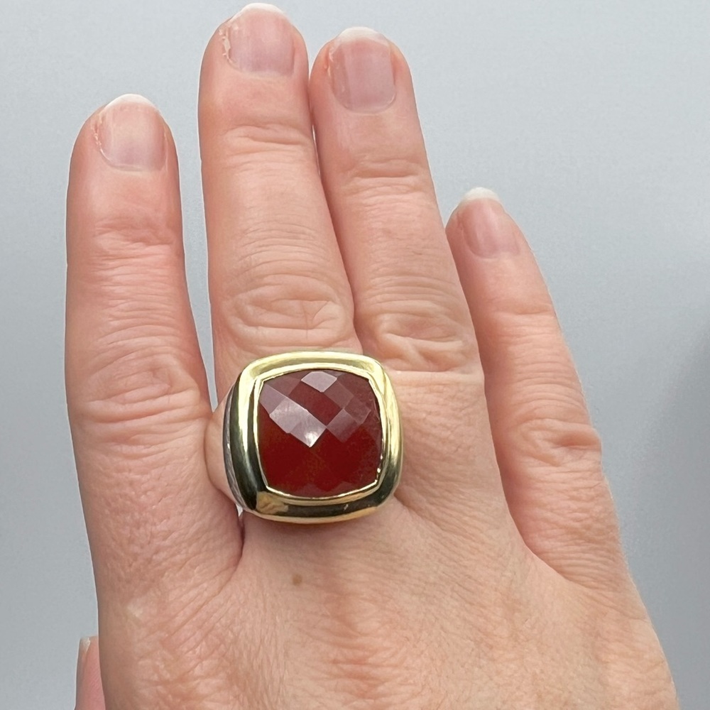 David Yurman Albion 15mm Carnelian Ring With Gold - Picture 6 of 10